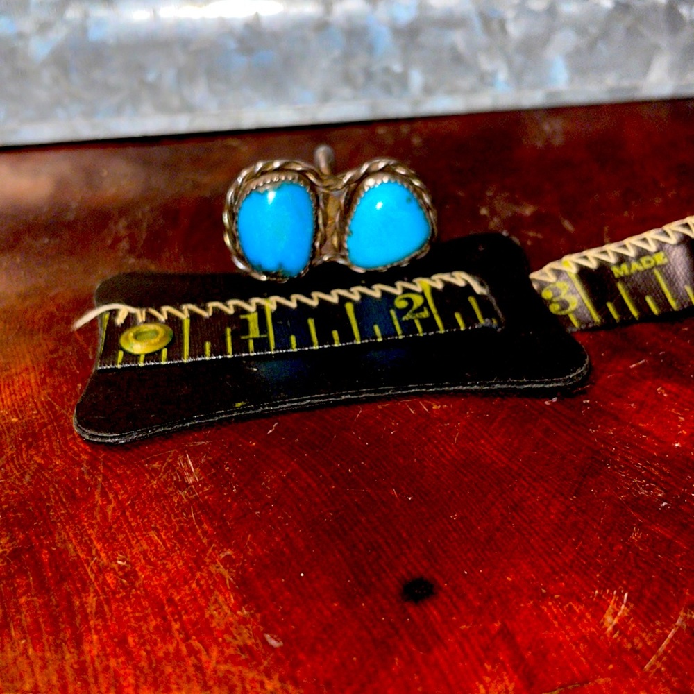 Vintage turquoise double stone Ring size 5-6💙💚